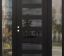 Modern Steel Front Door Diamond C9 60" x 80" black/black mirrored Glass Panel black RHI with 2 Sidelites clear Glass