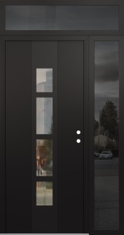 DIAMOND A10 50" X 96" BLACK/BLACK CLEAR GLASS PANEL BLACK LHI WITH SIDELITE AND TRANSOM MIRRORED GLASS