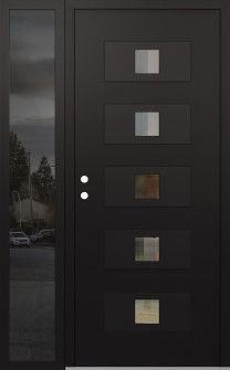 Diamond D8 50" x 80" black/black clear Glass Panel black RHI with Sidelite mirrored Glass