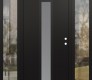 Modern Steel Front Door DIAMOND A1 68" X 80" BLACK/WHITE FROSTED GLASS PANEL BLACK LHI WITH 2 SIDELITES CLEAR GLASS
