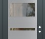 Modern Steel Front Door Diamond C10 36" x 96" anthracite/anthracite clear Glass Panel stainless steel LHI with Transom clear Glass