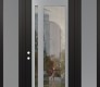 Modern Steel Front Door Diamond C15 68" x 96" black/black clear Glass Panel stainless steel RHI with 2 Sidelites and Transom frosted Glass