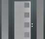 Modern Steel Front Door Diamond C5 64" x 96" anthracite/anthracite frosted Glass Panel stainless steel LHI with 2 Sidelites and Transom frosted Glass