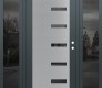 Modern Steel Front Door Diamond C8 64" x 80" anthracite/anthracite mirrored Glass Panel stainless steel LHI with 2 Sidelites mirrored Glass
