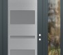 Modern Steel Front Door Diamond C10 52" x 96" anthracite/anthracite frosted Glass Panel stainless steel LHI with Sidelite and Transom clear Glass