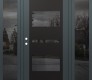 Modern Steel Front Door Diamond C10 60" x 80" anthracite/anthracite mirrored Glass Panel black RHI with 2 Sidelites mirrored Glass
