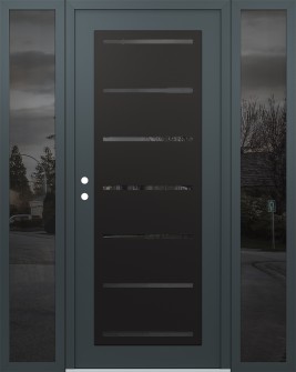 Diamond C11 64" x 80" anthracite/anthracite mirrored Glass Panel black RHI with 2 Sidelites mirrored Glass