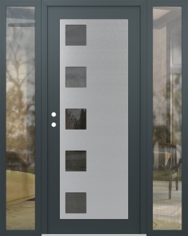 Diamond C5 68" x 80" anthracite/anthracite mirrored Glass Panel stainless steel RHI with 2 Sidelites clear Glass