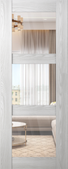 DOOR SLAB AVON 3 LITE CLEAR VETRO RIBEIRA ASH 32" X 84" X 1 3/4" TEMPERED CLEAR GLASS