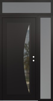 Diamond C13 48" x 96" black/black clear Glass Panel black LHI with Sidelite and Transom frosted Glass