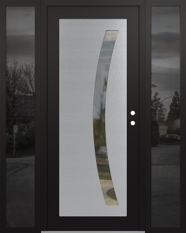 Diamond C4 60" x 80" black/black clear Glass Panel stainless steel LHI with 2 Sidelites mirrored Glass