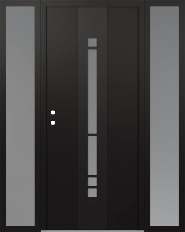 DIAMOND A3 68" X 80" BLACK/WHITE FROSTED GLASS PANEL BLACK RHI WITH 2 SIDELITES FROSTED GLASS