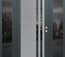 Modern Steel Front Door Diamond C6 64" x 80" anthracite/anthracite mirrored Glass Panel stainless steel LHI with 2 Sidelites mirrored Glass