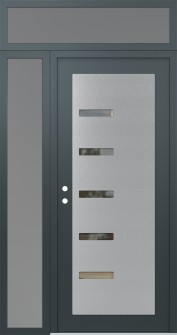 Diamond C8 50" x 96" anthracite/anthracite clear Glass Panel stainless steel RHI with Sidelite and Transom frosted Glass
