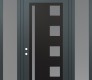 Modern Steel Front Door Diamond C3 64" x 96" anthracite/anthracite frosted Glass Panel black RHI with 2 Sidelites and Transom frosted Glass