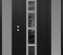 Modern Steel Front Door DIAMOND A10 64" X 80" BLACK/BLACK MIRRORED GLASS PANEL STAINLESS STEEL RHI WITH 2 SIDELITES FROSTED GLASS
