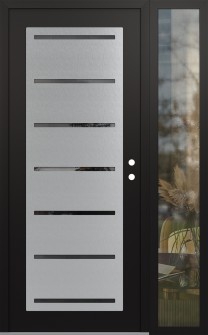 Diamond C11 50" x 80" black/black mirrored Glass Panel stainless steel LHI with Sidelite clear Glass