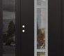 Modern Steel Front Door DIAMOND A9 50" X 80" BLACK/BLACK CLEAR GLASS PANEL STAINLESS STEEL RHI WITH SIDELITE MIRRORED GLASS