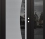 Modern Steel Front Door Diamond C13 50" x 80" black/black mirrored Glass Panel stainless steel LHI with Sidelite mirrored Glass