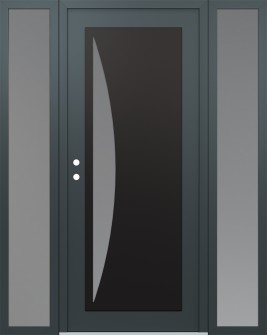 Diamond C13 64" x 80" anthracite/anthracite frosted Glass Panel black RHI with 2 Sidelites frosted Glass