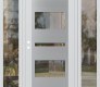 Modern Steel Front Door Diamond C10 64" x 80" white/white clear Glass Panel stainless steel RHI with 2 Sidelites clear Glass