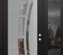 Modern Steel Front Door Diamond C12 52" x 96" black/black clear Glass Panel stainless steel LHI with Sidelite and Transom mirrored Glass
