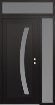 Diamond C4 48" x 96" black/white frosted Glass Panel black LHI with Sidelite and Transom frosted Glass