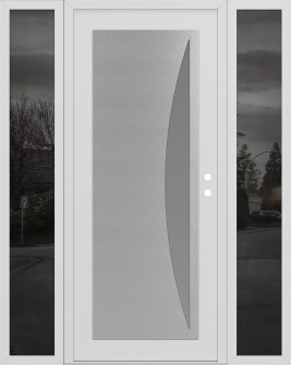 Diamond C13 68" x 80" white/white frosted Glass Panel stainless steel LHI with 2 Sidelites mirrored Glass