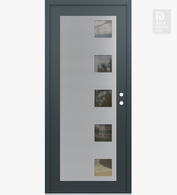 Modern Steel Front Door Diamond C5 36" x 80" anthracite/anthracite clear Glass Panel stainless steel LHI