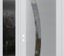 Modern Steel Front Door Diamond C4 50" x 96" white/white clear Glass Panel stainless steel RHI with Sidelite and Transom mirrored Glass
