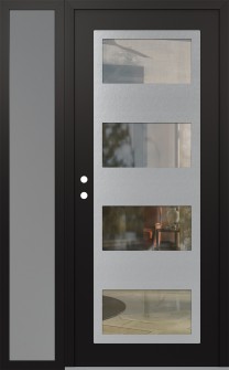 Diamond C2 50" x 80" black/black clear Glass Panel stainless steel RHI with Sidelite frosted Glass