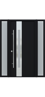 MODERN FRONT STEEL DOOR WITH SIDELITES ZEPHYR BLACK/WHITE 61 1/16" X 81 11/16" RHI