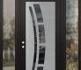 Modern Steel Front Door Diamond C12 60" x 96" black/black mirrored Glass Panel stainless steel RHI with 2 Sidelites and Transom clear Glass