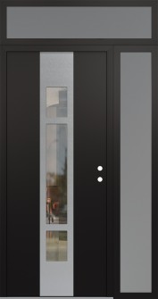 DIAMOND A9 50" X 96" BLACK/BLACK CLEAR GLASS PANEL STAINLESS STEEL LHI WITH SIDELITE AND TRANSOM FROSTED GLASS