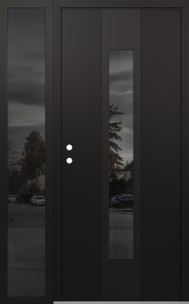 DIAMOND A1 50" X 80" BLACK/BLACK MIRRORED GLASS PANEL BLACK RHI WITH SIDELITE MIRRORED GLASS