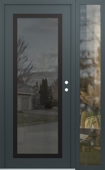 Diamond C1 50" x 80" anthracite/anthracite mirrored Glass Panel black LHI with Sidelite clear Glass