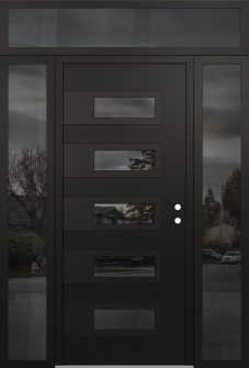 Diamond D3 68" x 96" black/black mirrored Glass Panel black LHI with 2 Sidelites and Transom mirrored Glass