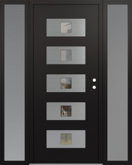 Diamond D8 68" x 80" black/black clear Glass Panel stainless steel LHI with 2 Sidelites frosted Glass