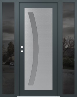 Diamond C4 64" x 80" anthracite/anthracite frosted Glass Panel stainless steel RHI with 2 Sidelites mirrored Glass