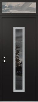 DIAMOND A11 36" X 96" BLACK/BLACK MIRRORED GLASS PANEL STAINLESS STEEL RHI WITH TRANSOM CLEAR GLASS