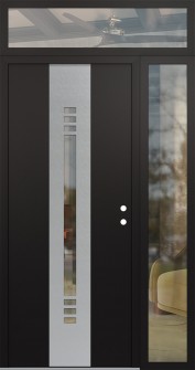 DIAMOND A5 48" X 96" BLACK/BLACK CLEAR GLASS PANEL STAINLESS STEEL LHI WITH SIDELITE AND TRANSOM CLEAR GLASS