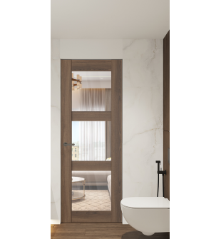 Avon 3 Lite Clear Vetro Pecan Nutwood Frameless