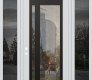 Modern Steel Front Door Diamond C15 64" x 96" white/white clear Glass Panel black RHI with 2 Sidelites and Transom mirrored Glass