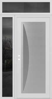 Diamond C13 50" x 96" white/white frosted Glass Panel stainless steel RHI with Sidelite and Transom mirrored Glass