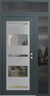 Diamond C10 50" x 96" anthracite/anthracite clear Glass Panel stainless steel LHI with Sidelite and Transom mirrored Glass