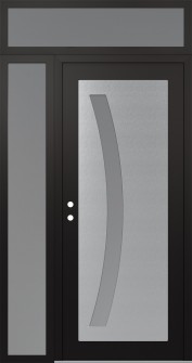 Diamond C4 50" x 96" black/white frosted Glass Panel stainless steel RHI with Sidelite and Transom frosted Glass