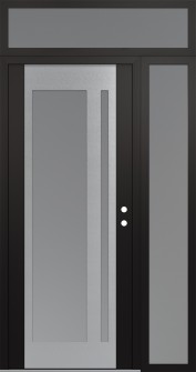 Diamond C15 48" x 96" black/white frosted Glass Panel stainless steel LHI with Sidelite and Transom frosted Glass