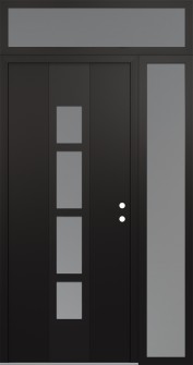 DIAMOND A10 52" X 96" BLACK/WHITE FROSTED GLASS PANEL BLACK LHI WITH SIDELITE AND TRANSOM FROSTED GLASS