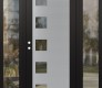 Modern Steel Front Door Diamond C5 64" x 80" black/black clear Glass Panel stainless steel RHI with 2 Sidelites clear Glass