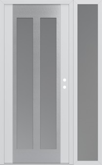 Diamond C14 48" x 80" white/white frosted Glass Panel stainless steel LHI with Sidelite frosted Glass